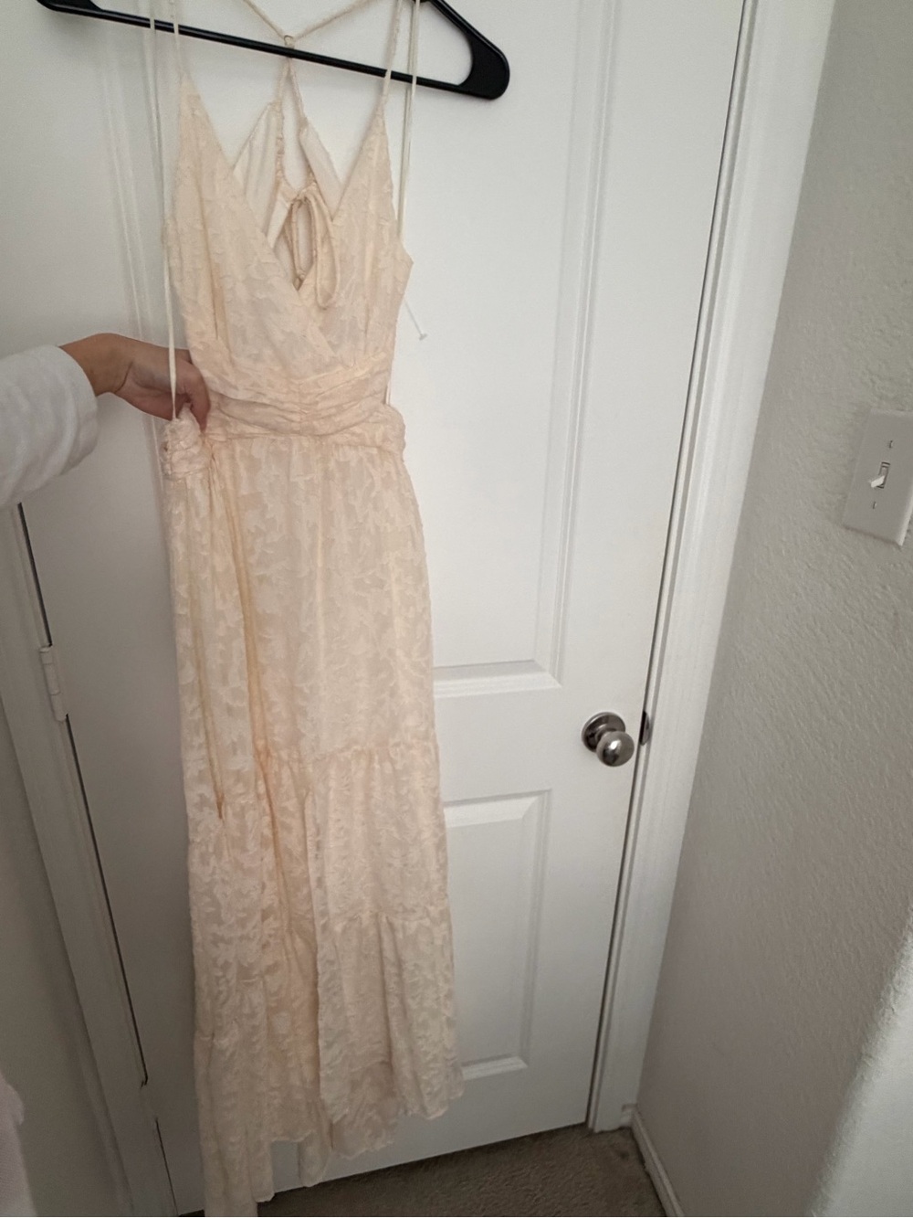 Astr Cream Lace Maxi Dress with Delicate Straps